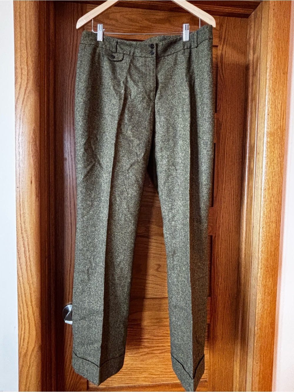 Calvin Klein Olive Tweed Wool Pants